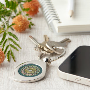 Radiant Mandala: The Jewel of Elements Key Ring