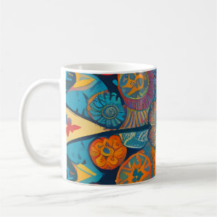 Radiant Mandala: Vibrant Symmetrical Fantasy Art Coffee Mug
