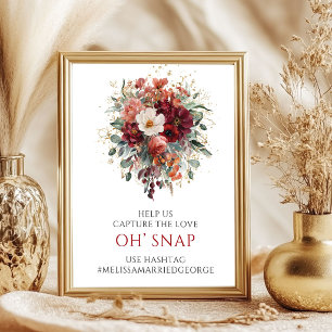 Radiant Marsala Boho Floral Oh Snap 8x10 Sign