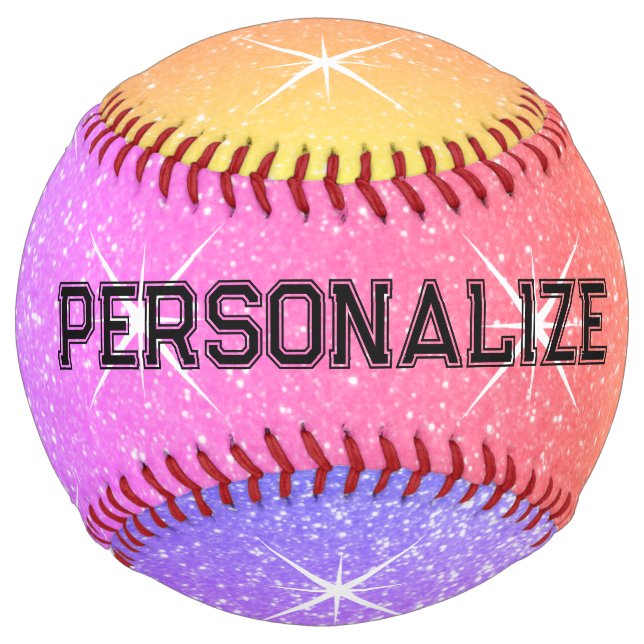Radiant multi colour glitter custom softball desig (Back)