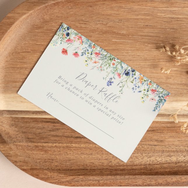 Radiant Multicolor Wildflower Diaper Raffle Ticket Enclosure Card (Creator Uploaded)