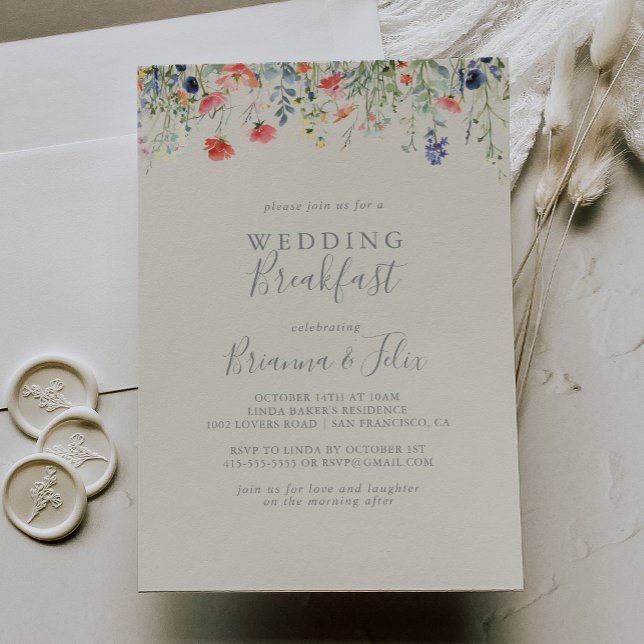  Radiant Multicolor Wildflower Wedding Breakfast Invitation (Creator Uploaded)