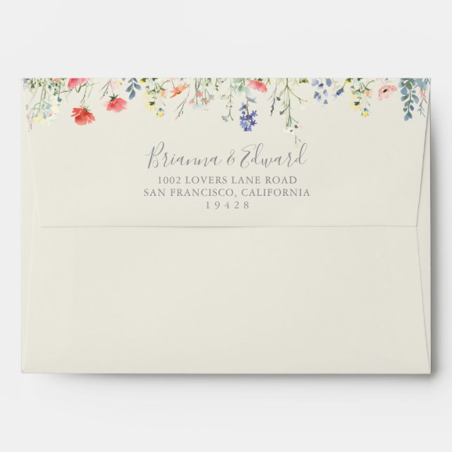 Radiant Multicolor Wildflower Wedding Invitation  Envelope (Back (Top Flap))