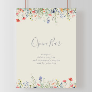 Radiant Multicolor Wildflower Wedding Open Bar  Poster