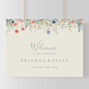 Radiant Multicolor Wildflower Wedding Welcome Sign