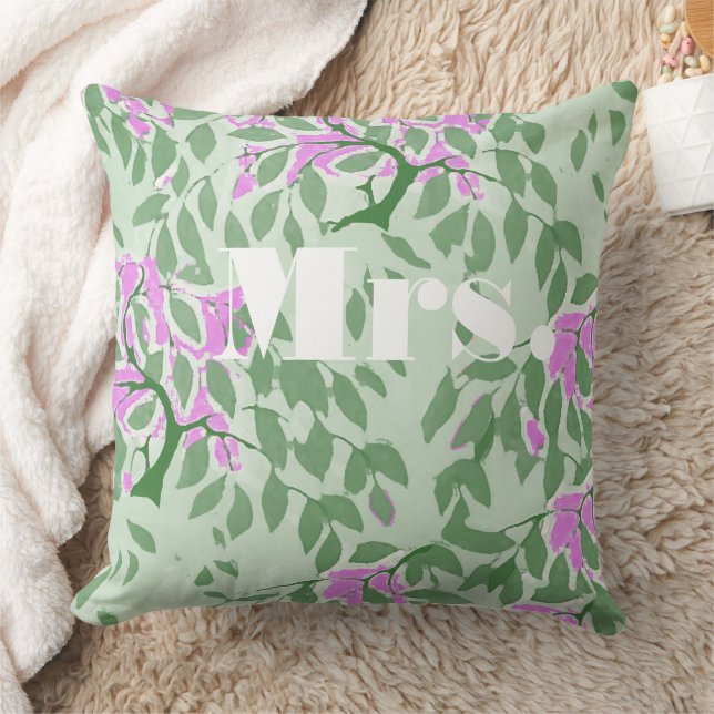 Radiant Orchid and Green Romantic Tree Wedding Cushion (Blanket)