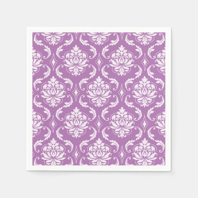 Radiant Orchid Classic Damask Pattern Napkin (Front)