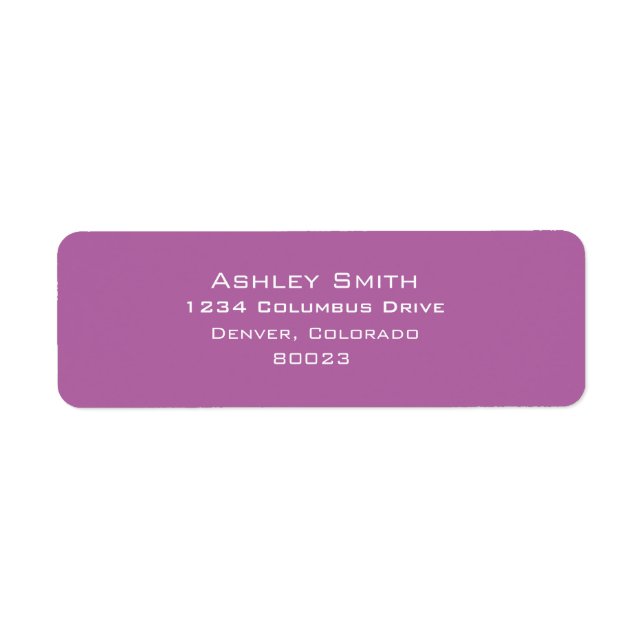 Radiant orchid colour of 2014 return address label (Front)