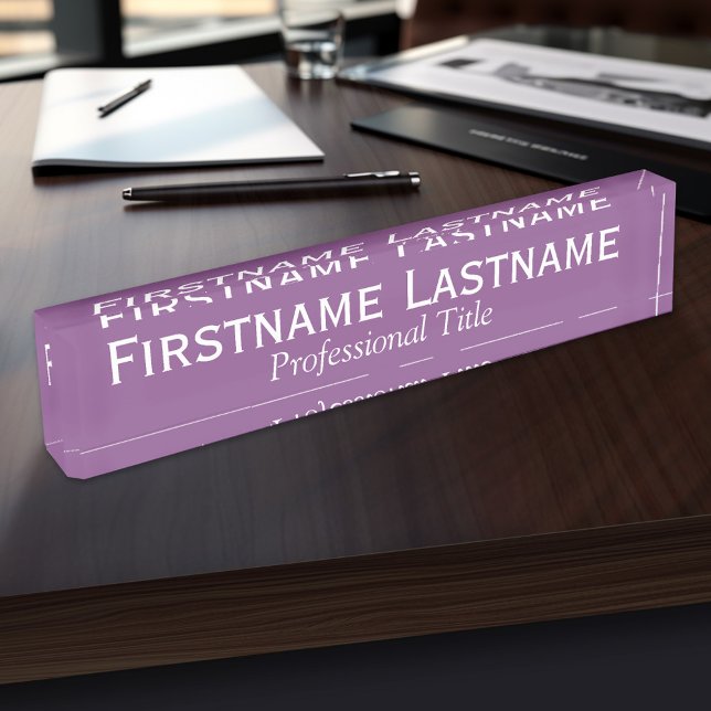 Radiant Orchid - Full Name and Professional Title Nameplate (Personalized Name Plate - Executive and Professional Designs)