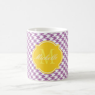 Radiant Orchid Houndstooth Monogram Mug