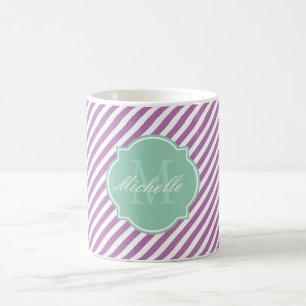 Radiant Orchid Stripe Monogram Mug