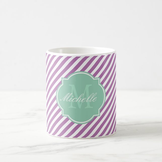 Radiant Orchid Stripe Monogram Mug (Center)