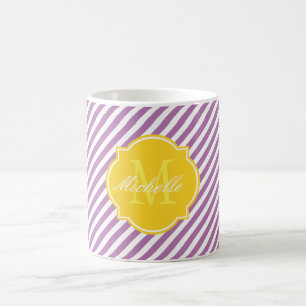 Radiant Orchid Stripe Monogram Mug