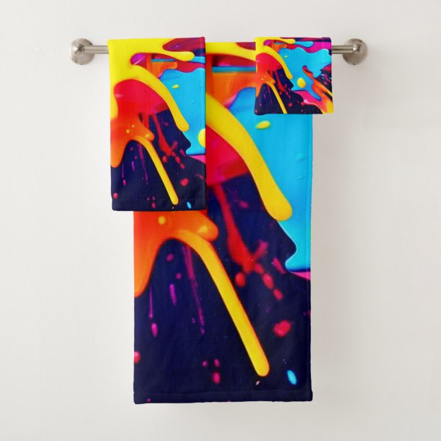 Radiant Paint Explosion Bath Towel Set (Insitu)