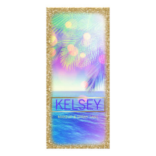 Radiant Palm Tree Rack Card Faux Glitter