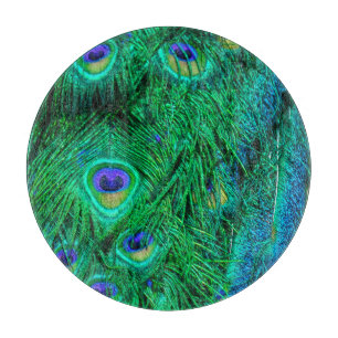 Radiant Peacock Feathers Photo Design Cutting Board