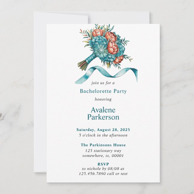 Radiant Peony Bouquet Bachelorette Party Invitation (Front)
