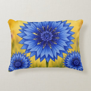 Radiant Petal: Cornflower Blue Decorative Cushion