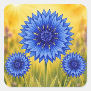 Radiant Petal Series – Cornflower Square Sticker