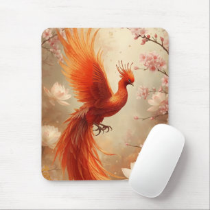 Radiant Phoenix Cherry Blossom Art Mouse Pad