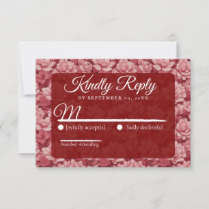 Radiant Pink Gardenias Petal Traditional Wedding RSVP Card