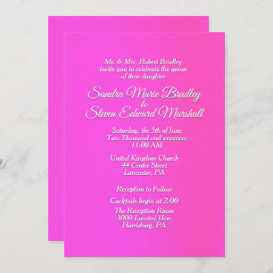 Radiant Pink Wedding Invitation 5" x 7"