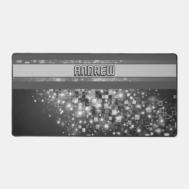 Radiant Pixel Bokeh Desk Mat (Front)