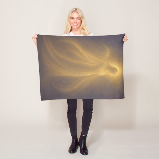 Radiant Presence Angel of Golden Light Spiritual Fleece Blanket (In Situ)