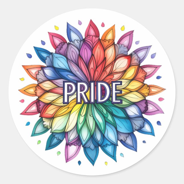 Radiant PRIDE Month Mandala Classic Round Sticker (Front)