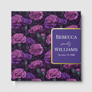 Radiant Purple Carnation Themed Wildflower Wedding Guest Book