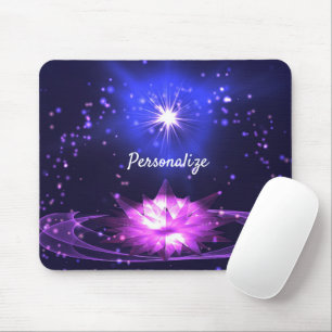 Radiant Purple Crystal Lotus Stars Personalise Mouse Pad