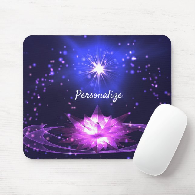 Radiant Purple Crystal Lotus Stars Personalise Mouse Pad (With Mouse)