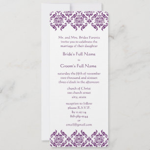 Radiant Purple Damask Swirls Wedding Invitation