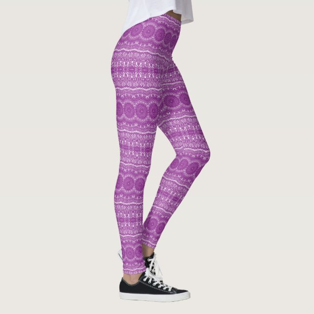 Radiant Purple Geometric Bloom Leggings (Right)