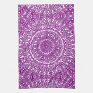 Radiant Purple Geometric Bloom Tea Towel