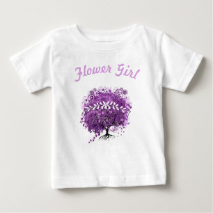 Radiant Purple Heart Leaf Tree Wedding Baby T-Shirt