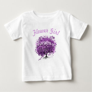 Radiant Purple Heart Leaf Tree Wedding Baby T-Shirt
