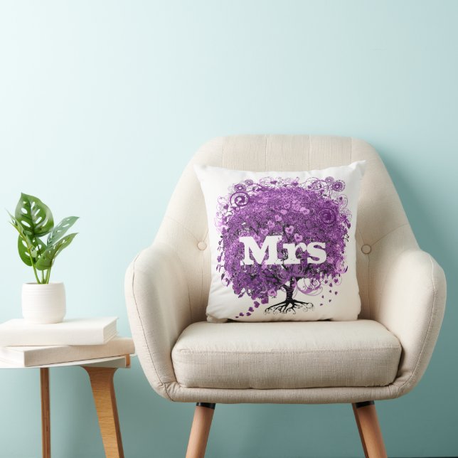 Radiant Purple Heart Leaf Tree Wedding Cushion (Chair)
