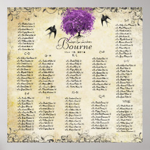 Radiant Purple Heart Leaf Tree Wedding Poster