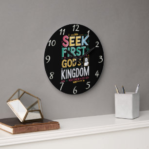 Radiant Pursuit of God: Seek First Gods Kingdom Large Clock