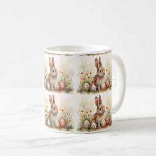 Radiant Rabbit Mugs: Bunny Bouquet Coffee Mug