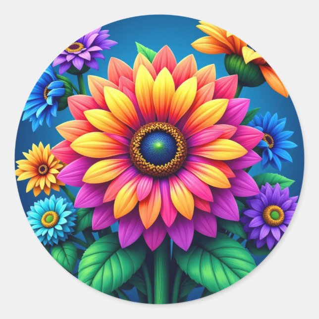 Radiant Rainbow Bloom Bouquet Stickers  (Front)