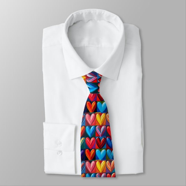  Radiant Rainbow Hearts Tie (Tied)