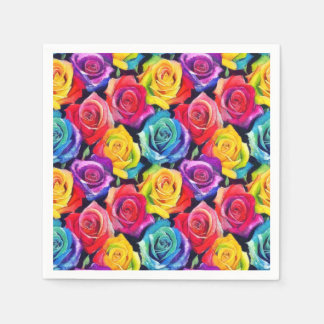 Radiant rainbow roses, floral pattern napkin