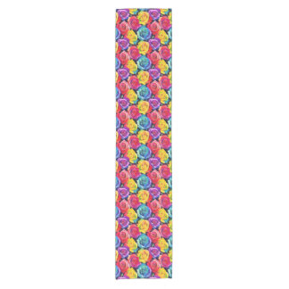 Radiant rainbow roses, floral pattern short table runner