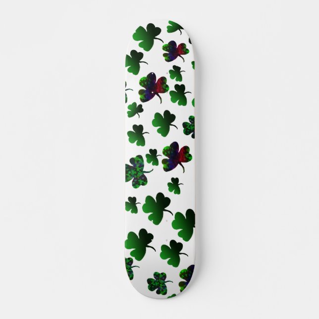 Radiant Rainbow Shamrock Skateboard (Front)