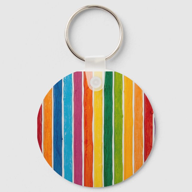 Radiant Rainbow Stripes  Key Ring (Front)