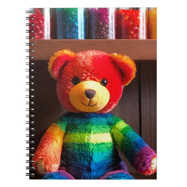 Radiant Rainbow Teddy Bear Notebook (Front)