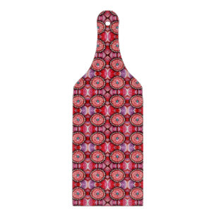 Radiant Red Bloom – Mandala Floral Tile Pattern Cutting Board