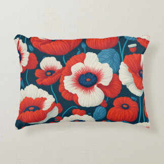 Radiant Red Flowers & Poppies Decorative Cushion